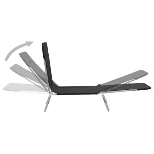 Folding Sun Loungers 2pcs Steel Fabric Black - Image 2