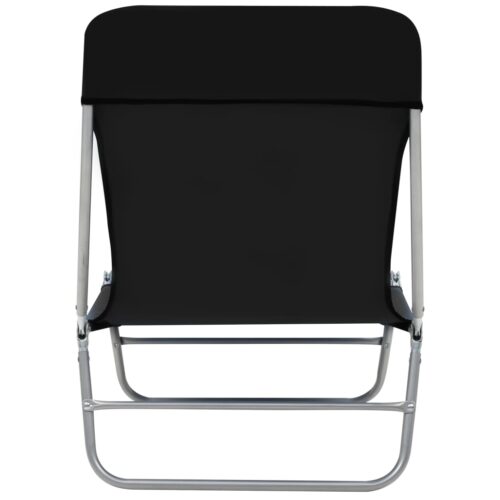 Folding Sun Loungers 2pcs Steel Fabric Black - Image 7
