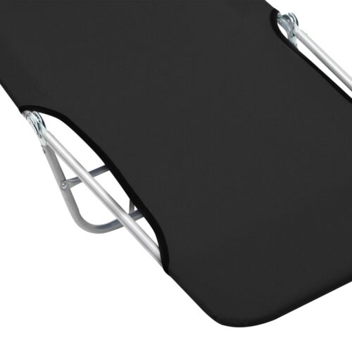 Folding Sun Loungers 2pcs Steel Fabric Black - Image 8