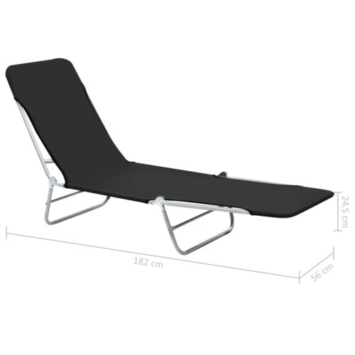 Folding Sun Loungers 2pcs Steel Fabric Black - Image 11