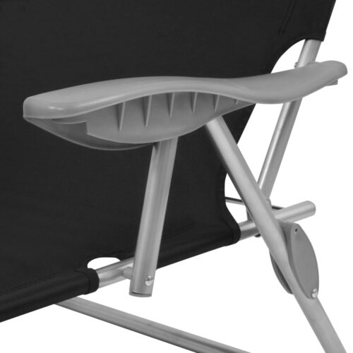 Sun Lounger with Canopy Steel Black - Image 5