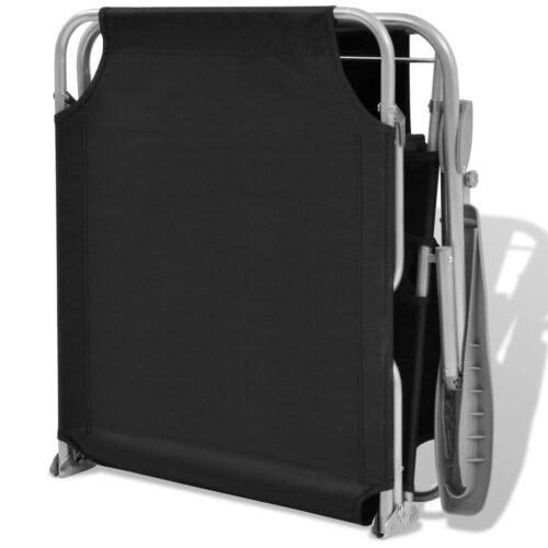 Sun Lounger with Canopy Steel Black - Image 7