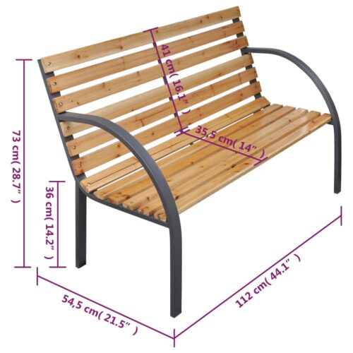 Garden Bench 112cm Solid Wood Fir - Image 5