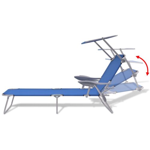 Sun Lounger with Canopy Steel Blue - Image 6