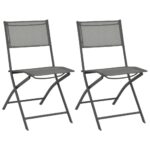 Folding Outdoor Chairs 2pcs Steel Textilene