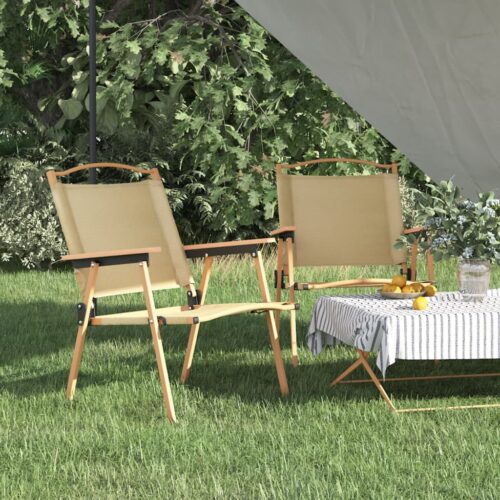 Camping Chairs 2pcs Beige 54x55x78cm Oxford Fabric - Image 9