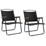 Camping Chairs 2pcs Black 54x55x78cm Oxford Fabric