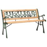 Garden Bench 122cm Cast Iron Solid Firwood