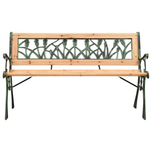 Garden Bench 122cm Cast Iron Solid Firwood - Image 2