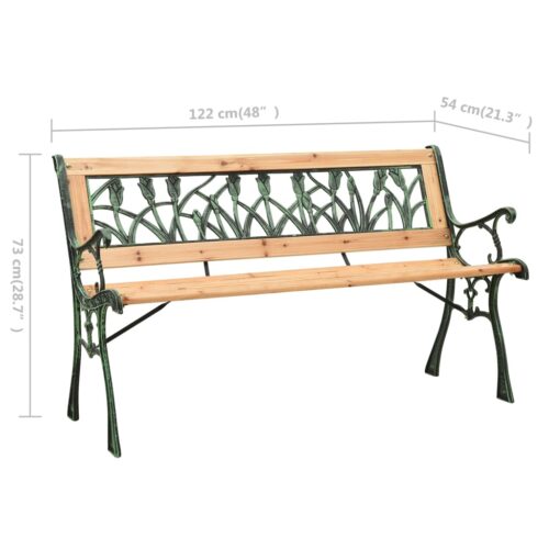 Garden Bench 122cm Cast Iron Solid Firwood - Image 6