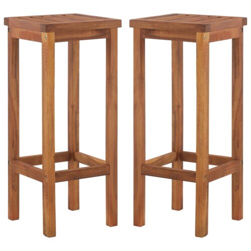 Bar Chairs 2pcs Solid Acacia Wood