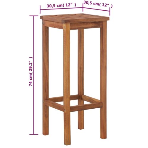 Bar Chairs 2pcs Solid Acacia Wood - Image 9