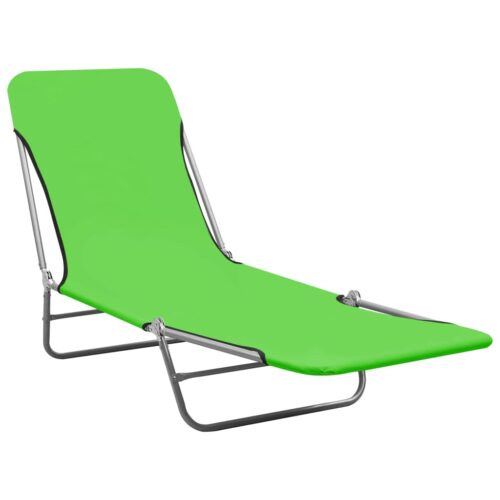 Folding Sun Loungers 2pcs Steel Fabric Green - Image 2