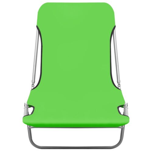 Folding Sun Loungers 2pcs Steel Fabric Green - Image 3