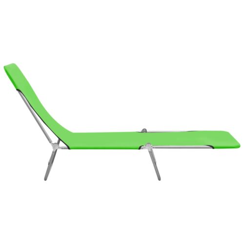 Folding Sun Loungers 2pcs Steel Fabric Green - Image 4