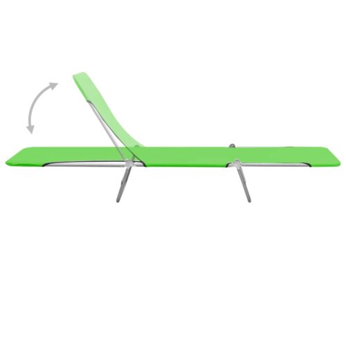 Folding Sun Loungers 2pcs Steel Fabric Green - Image 5