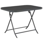 Folding Garden Table Grey 100x75x72cm Glass Steel