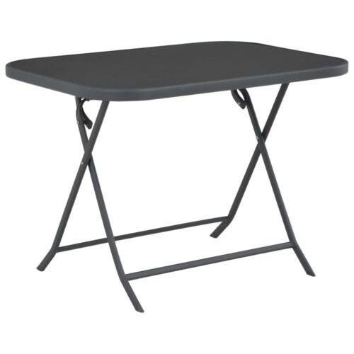Folding Garden Table Grey 100x75x72cm Glass Steel