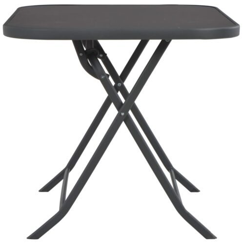 Folding Garden Table Grey 100x75x72cm Glass Steel - Image 3