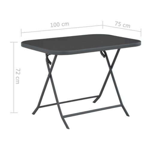 Folding Garden Table Grey 100x75x72cm Glass Steel - Image 8