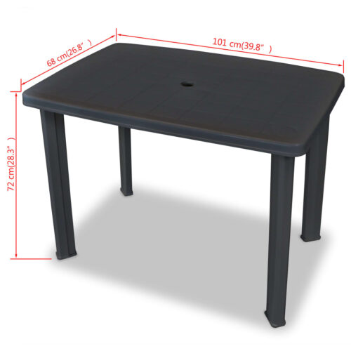 Garden Table Anthracite 101x68x72cm Plastic - Image 5