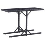 Garden Table Black 110x53x72cm Glass Poly Rattan