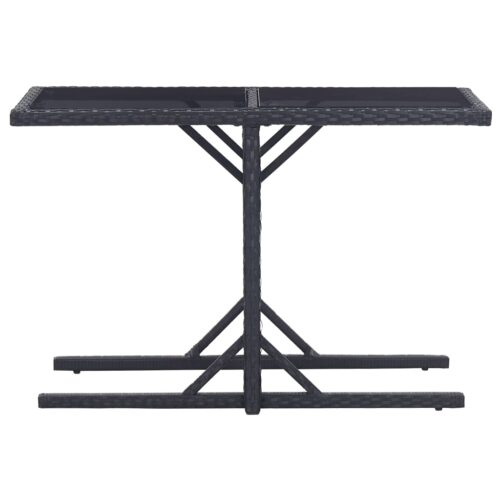 Garden Table Black 110x53x72cm Glass Poly Rattan - Image 2