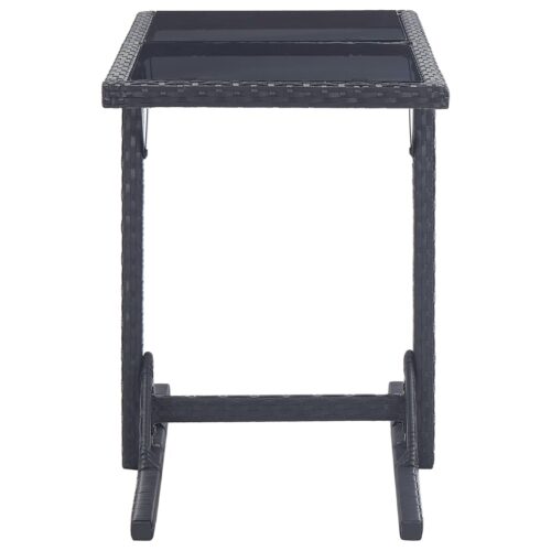 Garden Table Black 110x53x72cm Glass Poly Rattan - Image 3