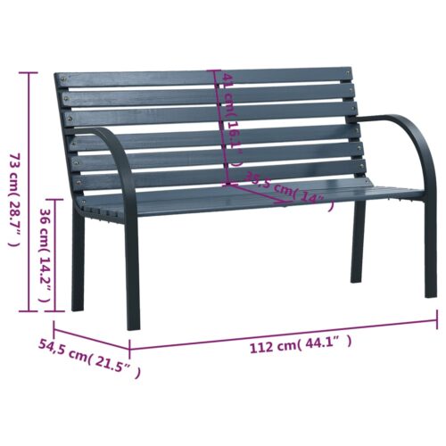 Garden Bench Grey 112cm Solid Wood Fir - Image 7