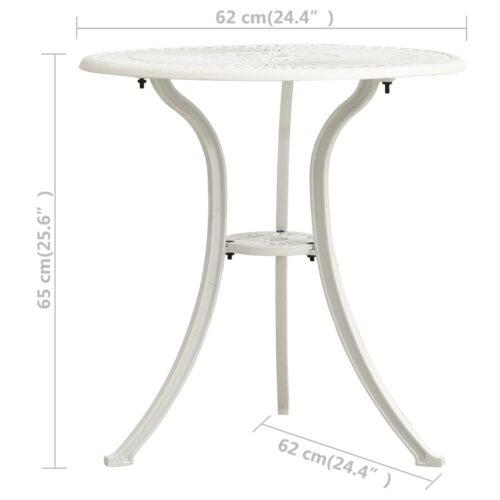 Garden Table White 62x62x65cm Cast Aluminium - Image 6