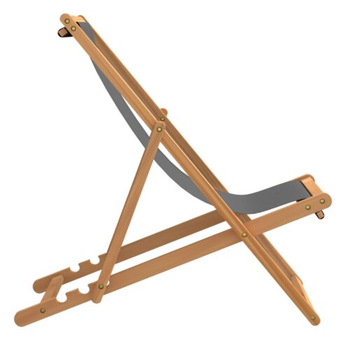 Folding Beach Chair Solid Teak Wood Grey - Image 4