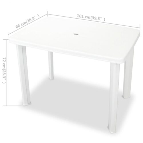 Garden Table White 101x68x72cm Plastic - Image 5
