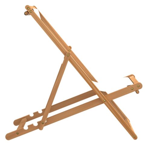 Deck Chair Teak 56x105x96cm Cream - Image 4