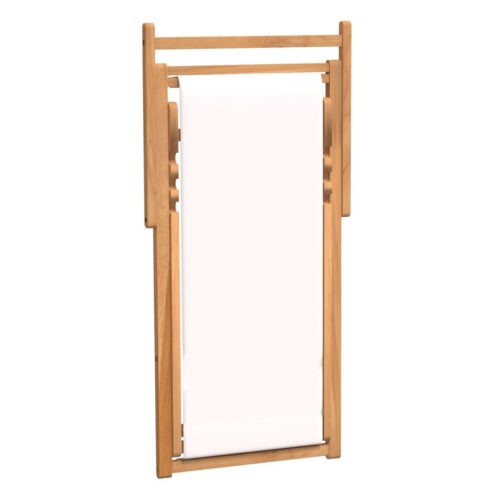 Deck Chair Teak 56x105x96cm Cream - Image 6