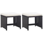 Garden Stools 2pcs with Cushions Poly Rattan Black