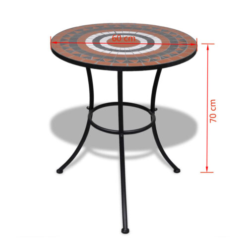 Bistro Table Terracotta White 60cm Mosaic - Image 5