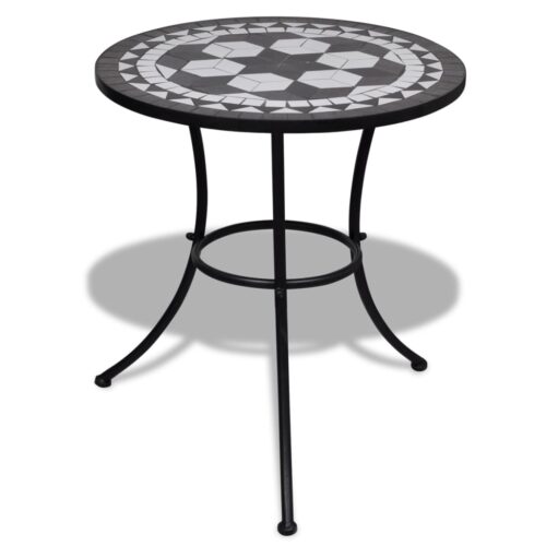 Bistro Table Black White 60cm Mosaic