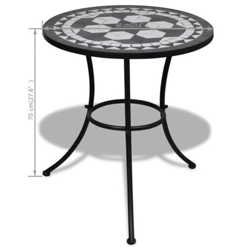 Bistro Table Black White 60cm Mosaic - Image 5