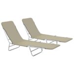 Folding Sun Loungers 2pcs Steel Fabric Taupe
