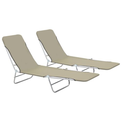 Folding Sun Loungers 2pcs Steel Fabric Taupe