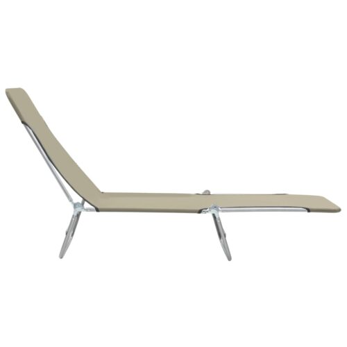 Folding Sun Loungers 2pcs Steel Fabric Taupe - Image 3
