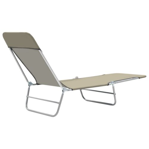 Folding Sun Loungers 2pcs Steel Fabric Taupe - Image 6