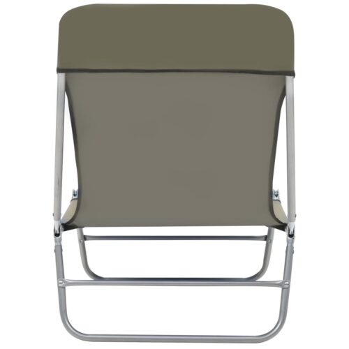 Folding Sun Loungers 2pcs Steel Fabric Taupe - Image 7