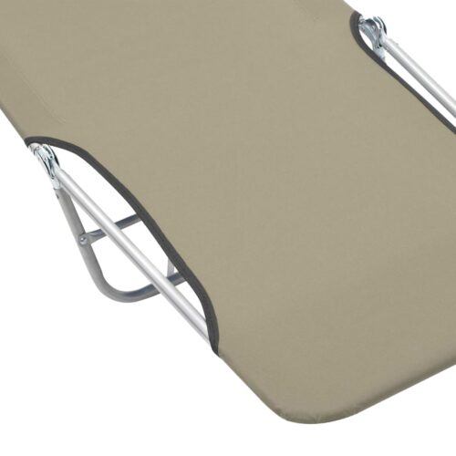 Folding Sun Loungers 2pcs Steel Fabric Taupe - Image 8
