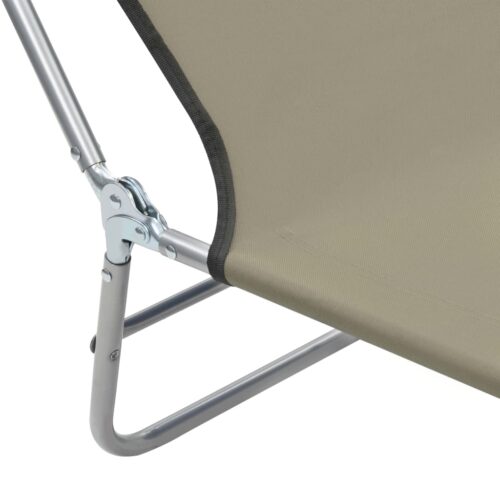 Folding Sun Loungers 2pcs Steel Fabric Taupe - Image 9