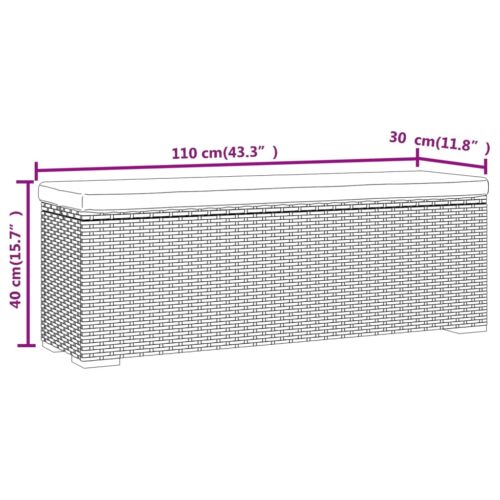 Ottoman Bench with Cushion Black 110x30x40cm Poly Rattan - Image 8