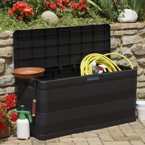 Garden Storage Box Black 117x45x56cm - Image 3