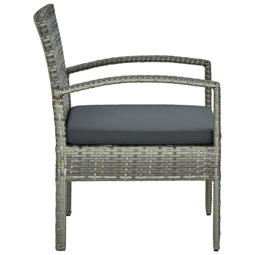 Garden Chair with Cushion Poly Rattan Grey - Image 3