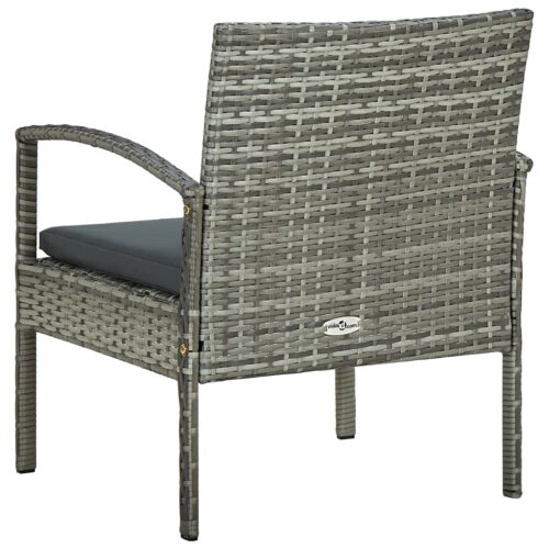 Garden Chair with Cushion Poly Rattan Grey - Image 4