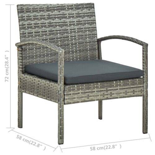 Garden Chair with Cushion Poly Rattan Grey - Image 7